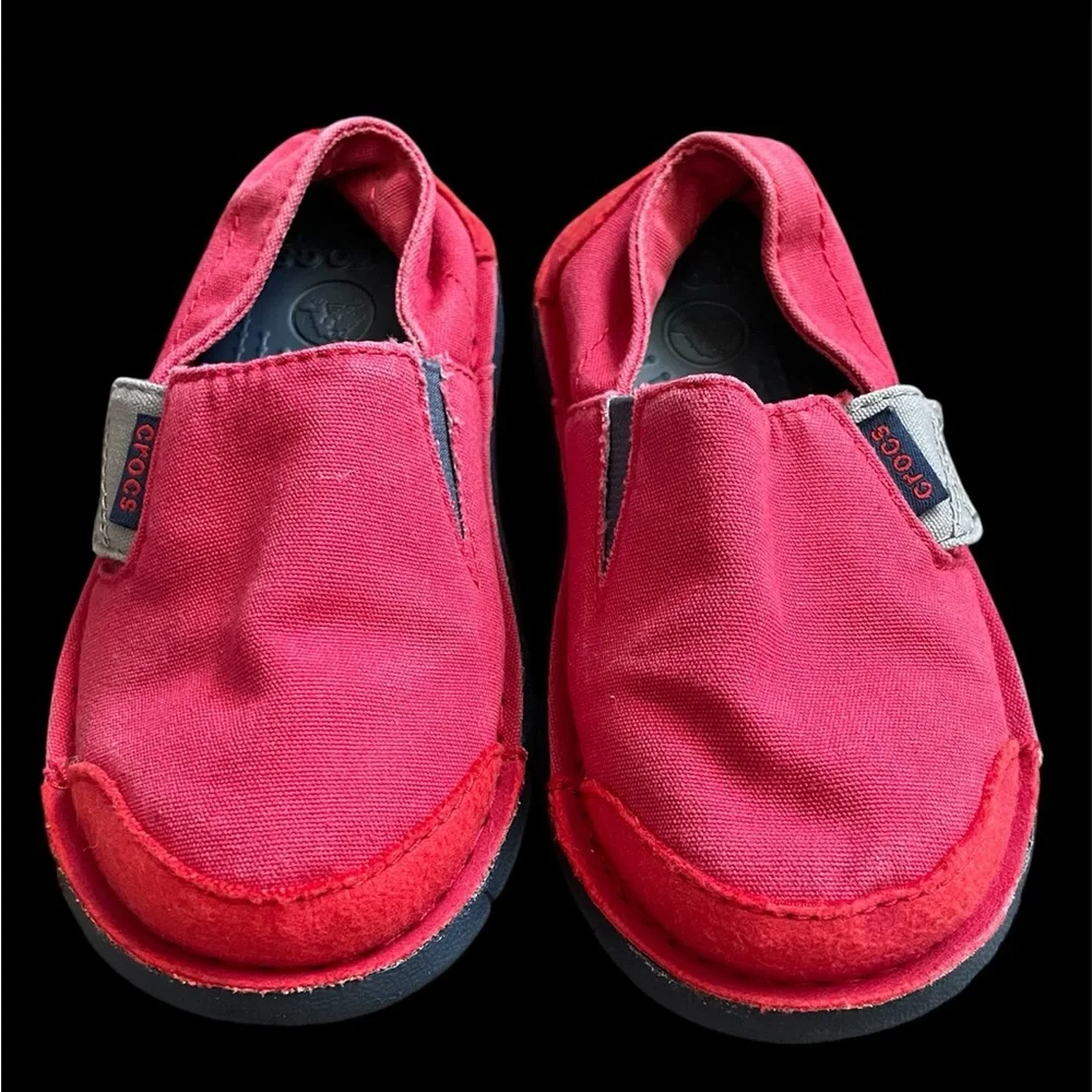 Crocs Toddler Red Black Slip-On Loafer Shoes Size 9 New